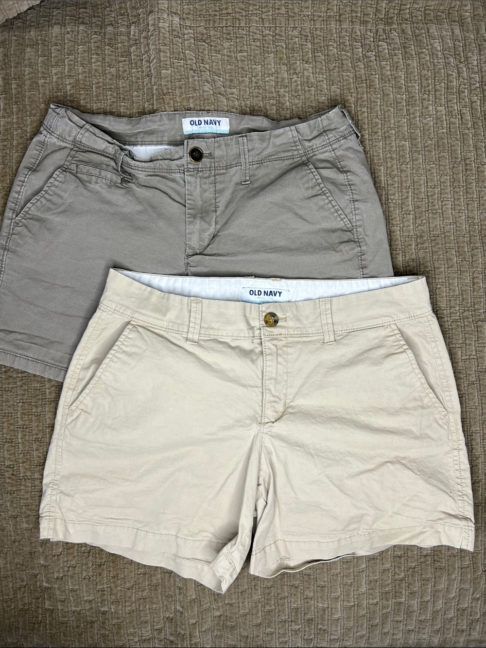 Old Navy Women’s Beige and Light Khaki Cotton Shorts - Two pack bundle